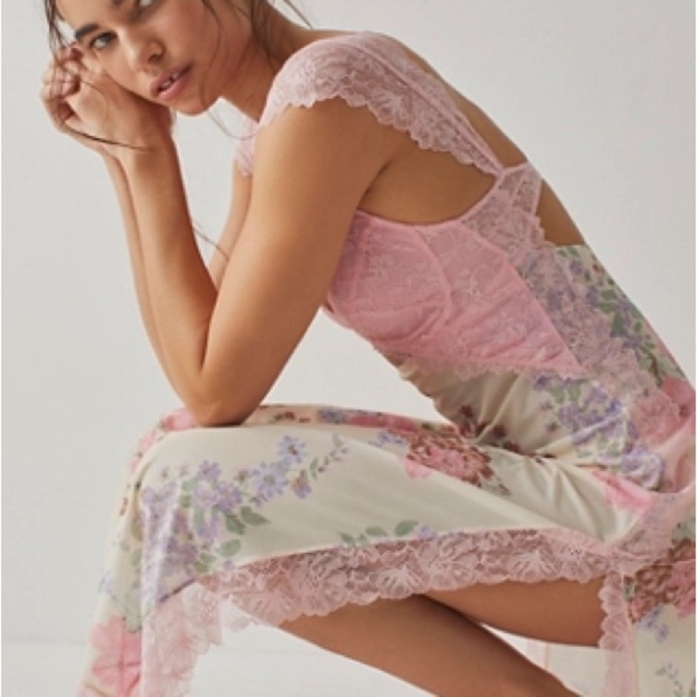 Free People Intimately Suddenly Fine Maxi Slip in Daisy Combo